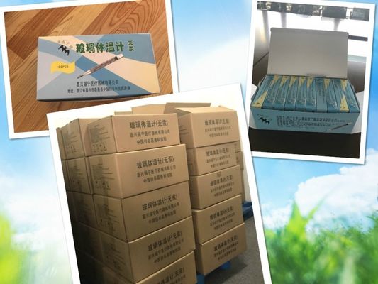 Termômetro oral sem mercúrio de vidro de suporte personalizado com certificação CE